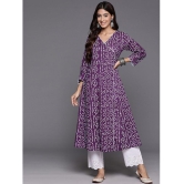 Varanga Cotton Printed Anarkali Womens Kurti - Purple ( Pack of 1 ) - None