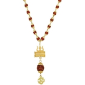 PAYSTORE Shiv Shakti Trishul Damru ,Om Locket Yantra Pendant Energized 5 Faced Mukhi Rudraksh Shiv Shakti Kavach With gold plated cap mala for Men - None