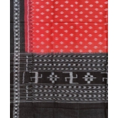 Rust Black Sambalpuri Handwoven Single Ikat Cotton Dupatta