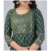 MAUKA Rayon Printed Kurti With Pants Womens Stitched Salwar Suit - Green ( Pack of 1 ) - None