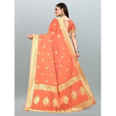 Om Shantam Sarees - Peach Organza Saree With Blouse Piece ( Pack of 1 ) - Peach