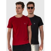 Lux Cozi Cotton Regular Fit Solid Half Sleeves Mens T-Shirt - Maroon ( Pack of 2 ) - None