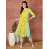 Antaran Cotton Printed Kurti With Pants Womens Stitched Salwar Suit - Yellow ( Pack of 1 ) - None