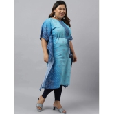 Janasya Georgette Printed Kaftan Womens Kurti - Blue ( Pack of 1 ) - None