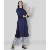 MAUKA - Navy Blue A-line Rayon Women''s Stitched Salwar Suit ( Pack of 1 ) - L