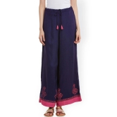 Women Navy Blue Printed Relaxed Fit Palazzo Trousers