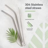 WUGO::4 Pack Stainless Steel Straws with Cleaning Brush, Reusable Metal Drinking Straws for 20oz Tumblers, Yeti, RTIC, and Ozark Trail Cups