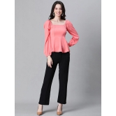 Oxolloxo Square Neck Smocked Crepe Peplum Top