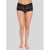 ILRASO - Black Lace Self Design Womens Boy Shorts ( Pack of 1 ) - None