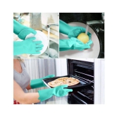 Perfect Pricee Silicon Brush Gloves Rubber Universal Size Cleaning Glove 2 Gloves