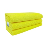 SOFTSPUN Microfiber Cleaning Cloths, 3pcs 40x40cms 340GSM Yellow! Highly Absorbent, Lint and Streak Free, Multi -Purpose Wash Cloth for Kitchen, Car, Window, Stainless Steel, Silverware.