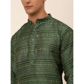 Men Sequinned Kurta with Churidar-S / Green