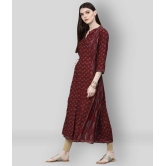 Divena - Maroon Rayon Womens Flared Kurti - S