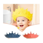 GEEO Baby bath Shower Cap,Bath hat for Eye and Ear wash Protection,Adjustable Silicone Bathing Crown Waterproof Shampoo hat for Washing Hair, Shower Bathing Protection Bath Cap for Toddler, 