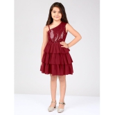 Naughty Ninos Maroon Polyester Girls Fit And Flare Dress ( Pack of 1 ) - None