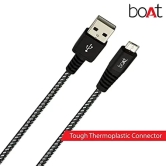 boAt Rugged V3 Micro USB Braided Charging Cable (2.4A) | Premium USB Cable with 480Mbps Transfer Speed, Nylon Braiding, Durable Connectors Black