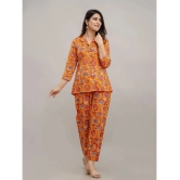 Frionkandy Orange Printed Pant Top Set - None