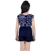 Naughty Ninos Girls Navy Blue Floral Printed Top with Short - None