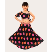 Kids Lehenga Choli in Georgette with Intricate Embroidery and Vibrant Flower Patterns-Black / 6 Years-7 Years