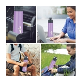 Milton Atlantis 400 Thermosteel Insulated Water Bottle, 350 ml, Purple | Hot and Cold | Leak Proof | Office Bottle | Sports | Home | Kitchen | Hiking | Treking | Travel | Easy To Carry | Rus