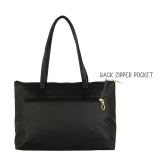 Enoki - Black Faux Leather Tote Bag - Black