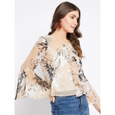 Women Off White & Pink Floral Print Georgette Top