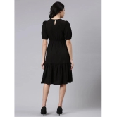 JASH CREATION Polyester Solid Knee Length Womens Fit & Flare Dress - Black ( Pack of 1 ) - None