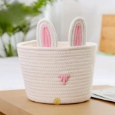 Cute Rabbit Rope Storage Basket-White