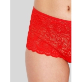 ILRASO - Red Lace Self Design Women's Boy Shorts ( Pack of 1 ) - None