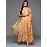 Varanga Georgette Printed Anarkali Womens Kurti - Yellow ( Pack of 1 ) - None