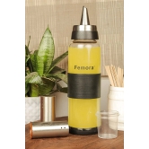 Femora Borosilicate Glass SS Metallic Lid Oil Bottle Jar Dispenser, 500ml Set of 2, 1 Year Warranty