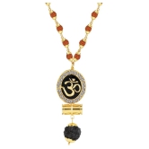 SILVER SHINE Religious Rudraksh Mala Om Gold Pendant for Men and Women - Golden