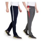 Zeffit Solid Men Navy, Grey Track Pants (Pack Of 2 ) - M