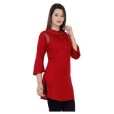 HIGHLIGHT FASHION EXPORT - Red Rayon Women''s Straight Kurti ( Pack of 1 ) - M