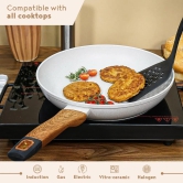 Bergner Naturally Marble Non Stick Frypan | Gas & Induction Compatible | Cream 24 cm