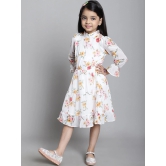 MINI & MING Girls Floral Printed Bell Sleeve Georgette Fit & Flare Dress