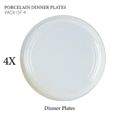 Handcrafted Chip Resistance Porcelain Dinner Plates, 4 Pieces Serving for 4, Microwave and Dishwasher Safe, Bone-ash Free, Full Plate Set Crockery for Dining and Gifting, Arctic Blue