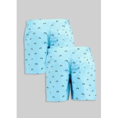 Light Blue Cotton Mens Boxer- ( Pack of 2 ) - None