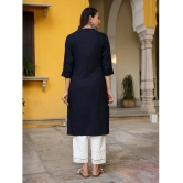 Juniper Rayon Solid Straight Womens Kurti - Navy Blue ( Pack of 1 ) - None