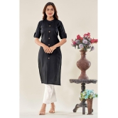 Glomee - Black Cotton Women's Straight Kurti ( Pack of 1 ) - None