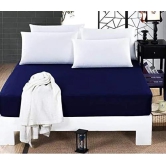 Terry Waterproof Fitted Mattress Protector (King Size)-Navy