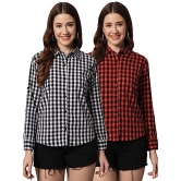 FUNDAY FASHION Women Regular Fit Checkered Spread Collar Casual Shirt (Pack of 2)