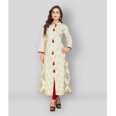 Vbuyz - White Cotton Womens Front Slit Kurti ( Pack of 1 ) - XL