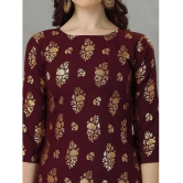 gufrina Rayon Printed Kurti With Salwar Womens Stitched Salwar Suit - Wine ( Pack of 1 ) - None