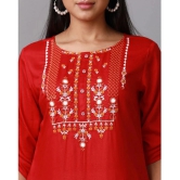 Alena Rayon Embroidered Straight Womens Kurti - Maroon ( Pack of 1 ) - None