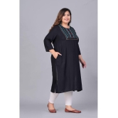 Preksha Rayon Embroidered Straight Women's Kurti - Black ( Pack of 1 ) - None