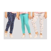 Ariel - Blue Cotton Girls Leggings ( Pack of 3 ) - None