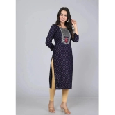 JC4U - Navy Blue Rayon Womens Straight Kurti ( Pack of 1 ) - None