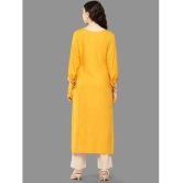 Janasya Rayon Embroidered Straight Womens Kurti - Mustard ( Pack of 1 ) - None