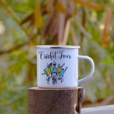 Indigifts Cricket Enamel Mug 250 ML|Unbreakable Coffee, Tea Cup|Cricket Fever Print|Safe For Kids|Drinking Tea Cup For Outdoor & Indoor|WHITE|